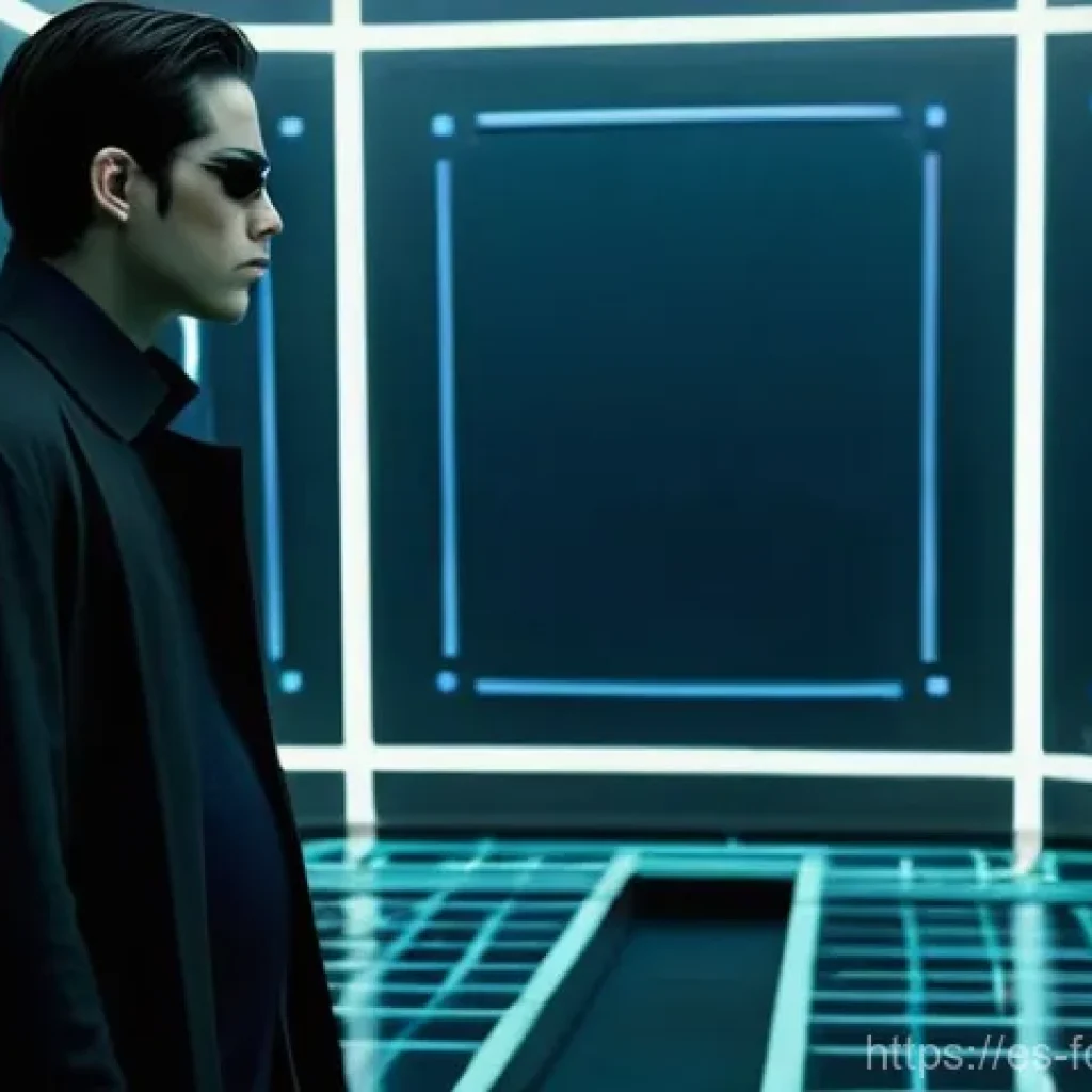 더 매트릭스 리로디드 분석 - **Prompt:** A young man, styled like Neo from The Matrix, wearing a sophisticated, dark trench coat ...