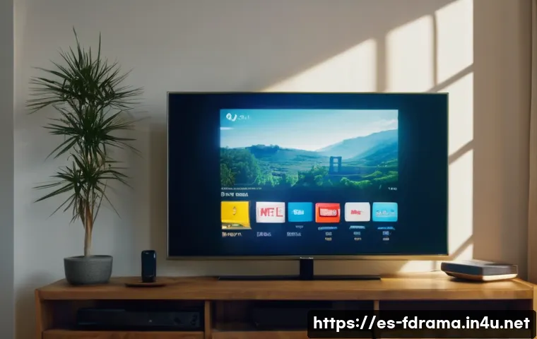 프리즌 브레이크 시청 방법 - A cozy modern living room scene in Spain with a young adult watching Prison Break on a large smart T...